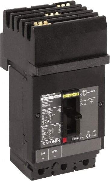 Square D - 45 Amp, 600 VAC, 3 Pole, Plug In Molded Case Circuit Breaker - Thermal Magnetic Trip, Multiple Breaking Capacity Ratings, 14-3/0 AWG - Exact Industrial Supply