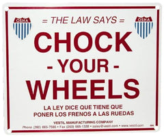 Vestil - "Chock Your Wheels", Aluminum Safety Sign - Use for Accident Prevention - Exact Industrial Supply