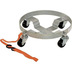 Vestil - 900 Lb Load Capacity, 30 Gal Drum Dolly - 2-1/4" High, 4 Wheels - Exact Industrial Supply