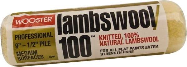 Wooster Brush - 1/2" Nap, 9" Wide Paint Roller - Semi-Rough Texture, Lambswool - Exact Industrial Supply