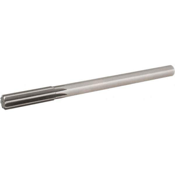 Hertel - 0.829" High Speed Steel 8 Flute Chucking Reamer - Straight Flute, 5/8" Straight Shank, 2-1/2" Flute Length, 9-1/2" OAL - Exact Industrial Supply