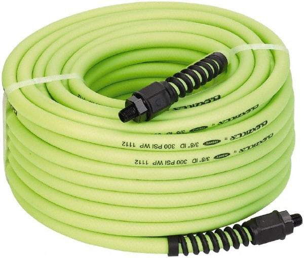 Legacy - 3/8" ID x 0.61" OD 50' Long Multipurpose Air Hose - MNPT x MNPT Ends, 300 Working psi, 150°, 1/4" Fitting, Green - Exact Industrial Supply