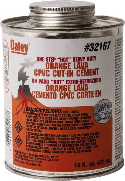 Oatey - 16 oz All-Purpose Medium Bodied Cement - Orange, Use with PVC & CPVC - Exact Industrial Supply