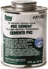 Oatey - 16 oz All-Purpose Medium Bodied Cement - Clear, Use with PVC - Exact Industrial Supply