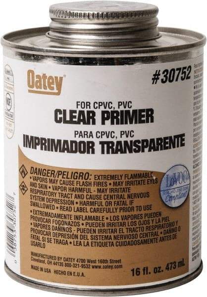 Oatey - 16 oz All Purpose Primer/Cleaner - Clear, Use with PVC - Exact Industrial Supply