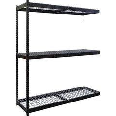 Hallowell - 3 Shelf Add-On Wire Deck Open Steel Shelving - 1 Lb Capacity, 72" Wide x 84" High x 18" Deep, Black - Exact Industrial Supply