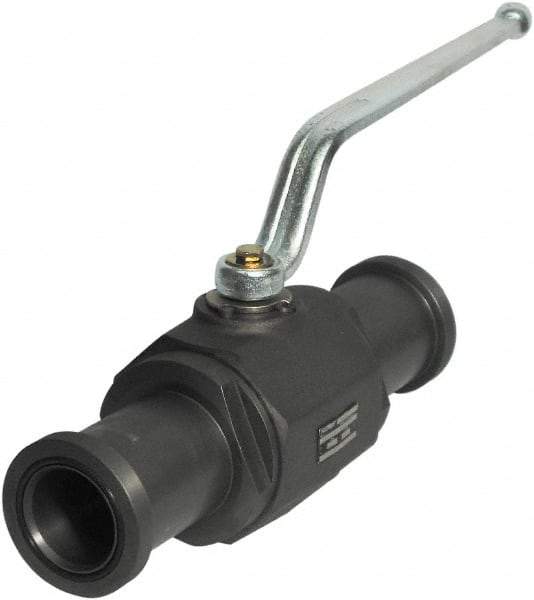 HYDAC - 2" Pipe, Full Port, Carbon Steel Full Port Ball Valve - Inline - Two Way Flow, SAE x SAE Ends, Offset Handle, 3,000 WOG - Exact Industrial Supply