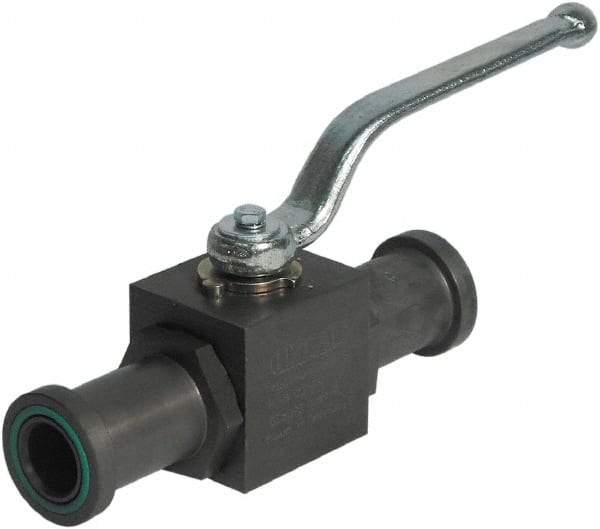 HYDAC - 3/4" Pipe, Full Port, Carbon Steel Full Port Ball Valve - Inline - Two Way Flow, SAE x SAE Ends, Offset Handle, 3,000 WOG - Exact Industrial Supply