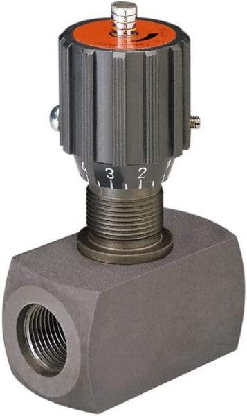 HYDAC - 3/4" Pipe, Inline Flow Control Needle Valve - SAE Ends, Carbon Steel Valve, 5,000 Max psi - Exact Industrial Supply