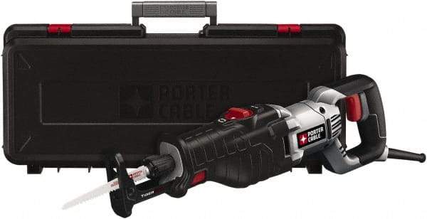 Porter-Cable - 3200 Strokes per Minute, 1-1/8 Inch Stroke Length, Electric Reciprocating Saw - 120 Volts, 8.5 Amps, 1 Blade - Exact Industrial Supply