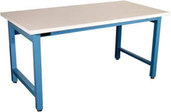Proline - No Drawers, Work Bench - 5,000 Lb Capacity, Plastic Laminate Top, Light Blue, 36" Wide x 30" High x 60" Long - Exact Industrial Supply
