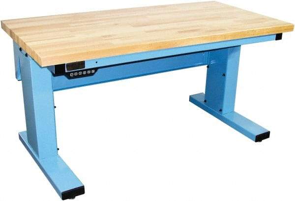 Proline - No Drawers, Work Bench - 1,000 Lb Capacity, Butcher Block Maple Top, Light Blue, 30" Wide x 30-1/2" High x 72" Long - Exact Industrial Supply