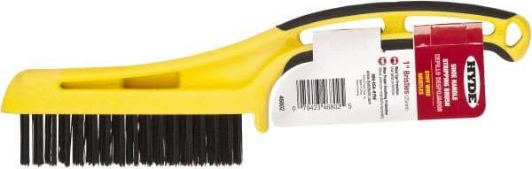 Hyde Tools - Wire Surface Preparation Brush - 1-1/4" Bristle Length, 3/4" Wide, Plastic Overmold Handle - Exact Industrial Supply