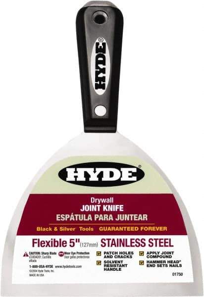 Hyde Tools - 5" Wide Flexible Blade Stainless Steel Joint Knife - Flexible, Nylon Handle - Exact Industrial Supply