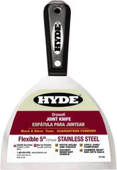 Hyde Tools - 5" Wide Flexible Blade Stainless Steel Joint Knife - Flexible, Nylon Handle - Exact Industrial Supply