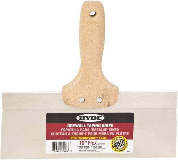 Hyde Tools - 10" Wide Flexible Blade Stainless Steel Joint Knife - Flexible, Hardwood Handle - Exact Industrial Supply