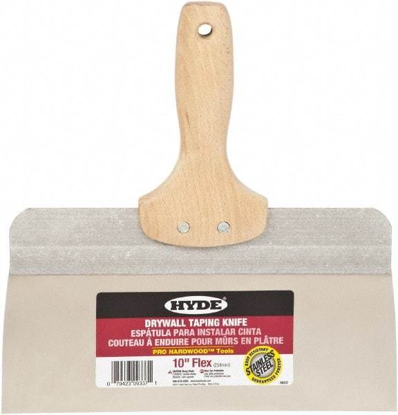 Hyde Tools - 10" Wide Flexible Blade Stainless Steel Joint Knife - Flexible, Hardwood Handle - Exact Industrial Supply