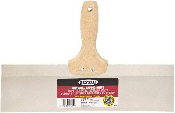 Hyde Tools - 14" Wide Flexible Blade Stainless Steel Joint Knife - Flexible, Hardwood Handle - Exact Industrial Supply