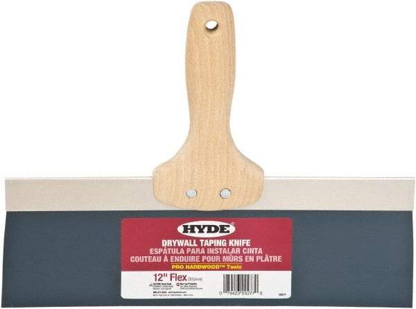 Hyde Tools - 12" Wide Flexible Blade Steel Joint Knife - Flexible, Hardwood Handle - Exact Industrial Supply