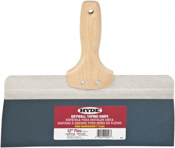 Hyde Tools - 12" Wide Flexible Blade Steel Joint Knife - Flexible, Hardwood Handle - Exact Industrial Supply