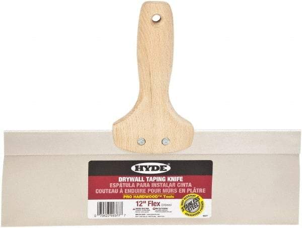 Hyde Tools - 12" Wide Flexible Blade Stainless Steel Joint Knife - Flexible, Hardwood Handle - Exact Industrial Supply