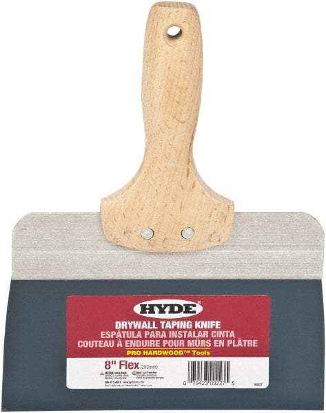 Hyde Tools - 8" Wide Flexible Blade Steel Joint Knife - Flexible, Hardwood Handle - Exact Industrial Supply