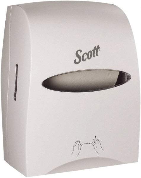 Scott - Hands Free, Plastic Paper Towel Dispenser - 16.13" High x 12.63" Wide x 10.2" Deep, 1 Roll, White - Exact Industrial Supply