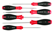 6 Piece - SoftFinish® Cushion Grip Screwdriver Set - #30291 - Includes: Slotted 4.5 - 6.5mm; Phillips #1 - 2 and Square #1 - 2 - Exact Industrial Supply