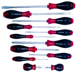 12 Piece - SoftFinish® Cushion Grip Screwdriver Set - #30297 - Includes: Slotted 3.0 - 10.0mm Phillips #0 - 3 - Exact Industrial Supply