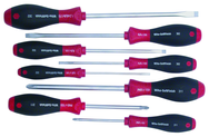 8 Piece - SoftFinish® Cushion Grip Screwdriver Set - #30298 - Includes: Slotted 3.0 - 8.0mm Phillips #1 - 3 - Exact Industrial Supply