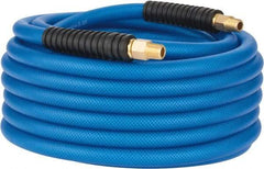 PRO-SOURCE - 3/8" ID x 0.6102" OD 50' Long Multipurpose Air Hose - MNPT(Swivel) x MNPT(Swivel) Ends, 300 Working psi, -40 to 176°F, 1/4" Fitting, Transparent Blue - Exact Industrial Supply