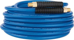 PRO-SOURCE - 1/4" ID x 0.4331" OD 50' Long Multipurpose Air Hose - MNPT(Swivel) x MNPT(Swivel) Ends, 300 Working psi, -40 to 176°F, 1/4" Fitting, Transparent Blue - Exact Industrial Supply