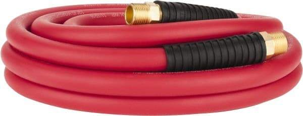 PRO-SOURCE - 1/2" ID x 0.7874" OD 25' Long Multipurpose Air Hose - MNPT x MNPT Ends, 300 Working psi, -40 to 180°F, 1/2" Fitting, Red - Exact Industrial Supply