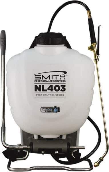 Smith Performance Sprayers - 4 Gal Chemical Safe Garden Backpack Sprayer - Use with Cleaners/Degreasers, Polyethylene Tank, Wide Mouth, Reinforced Hose - Exact Industrial Supply