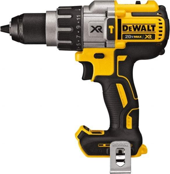 DeWALT - 20 Volt 1/2" Metal Ratcheting Chuck Cordless Hammer Drill - 0 to 38,250 BPM, 0 to 450, 0 to 1,300 & 0 to 2,000 RPM, Reversible - Exact Industrial Supply