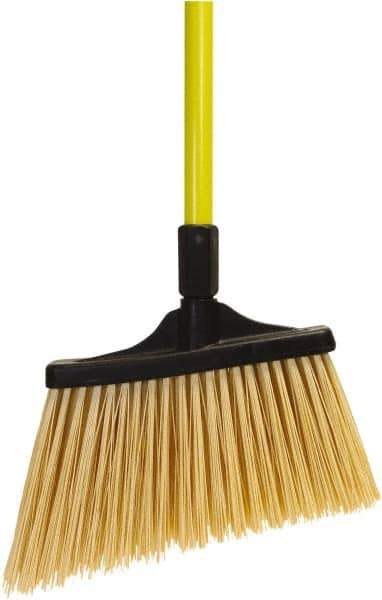 O-Cedar - 13" Wide, Yellow PET Bristles, 48" Fiberglass Handle, Angled Broom - Flagged - Exact Industrial Supply