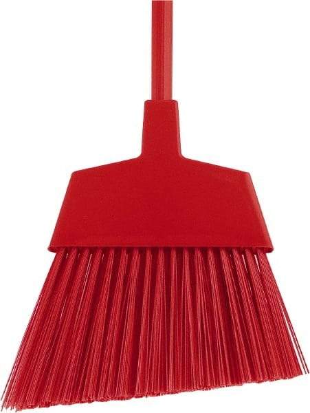 O-Cedar - 12" Wide, Red Polypropylene Bristles, 48" Metal Handle, Angled Broom - 48 Inch Handle Length - Exact Industrial Supply