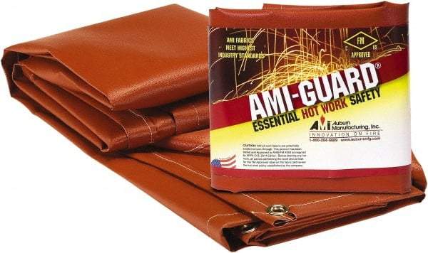Auburn Mfr - 10' High x 9' Wide x 0.016" Thick Fiberglass Welding Curtain - Red, Grommet - Exact Industrial Supply