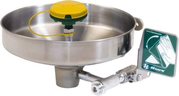 Haws - 14-3/4" Wide x 7" High, Wall Mount, Stainless Steel Bowl, Eye & Face Wash Station - 30 to 90 psi Flow, 3.7 GPM Flow Rate - Exact Industrial Supply