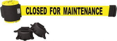 Banner Stakes - 30' Long x 2-1/2" Wide Nylon/Polyester Magnetic Wall Mount Barrier - Black on Yellow - Exact Industrial Supply