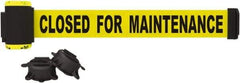 Banner Stakes - 7' Long x 2-1/2" Wide Nylon/Polyester Magnetic Wall Mount Barrier - Black on Yellow - Exact Industrial Supply