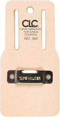 CLC - Tape Measure Holster with 1 Pocket - Leather/Steel, Natural (Color) - Exact Industrial Supply