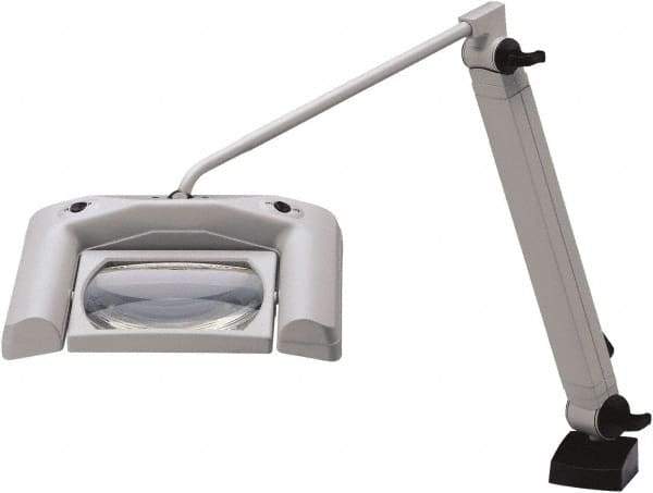 Waldmann Lighting - 35 Inch, Articulated, Clamp Mounted, LED, White, Magnifying Task Light - 13.20 Watt, 120 Volt, 1.75x Magnification, 165mm Wide - Exact Industrial Supply