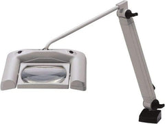 Waldmann Lighting - 35 Inch, Articulated, Clamp Mounted, LED, White, Magnifying Task Light - 13.20 Watt, 120 Volt, 1.75x Magnification, 165mm Wide - Exact Industrial Supply