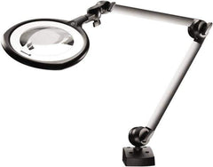 Waldmann Lighting - 31 Inch, Articulated, Clamp Mounted, LED, Silver, Magnifying Task Light - 14 Watt, 100 to 240 Volt, 1.75x Magnification, 160mm Wide - Exact Industrial Supply