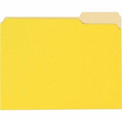 Universal One - 8-1/2 x 11", Letter Size, Yellow, File Folders with Top Tab - 11 Point Stock, 1/3 Tab Cut Location - Exact Industrial Supply
