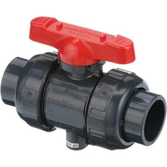 Asahi/America - 3" Pipe, Standard Port, CPVC True Union Design Ball Valve - Inline - Two Way Flow, Socket Ends, Tee Handle, 150 WOG - Exact Industrial Supply