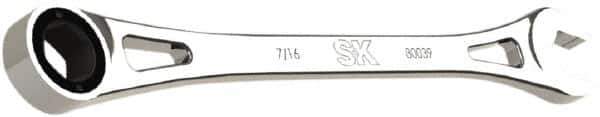 SK - 7/16" 6 Point Combination Wrench - 8.13" OAL, Steel, Full Polish Finish - Exact Industrial Supply