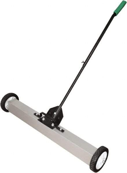Shields Magnetics - 36" Long Push Magnetic Sweeper with Wheels - 4" Wide x 3" High x 36" Long, 7" Wheel Diam, 1 to 2" Clearance - Exact Industrial Supply
