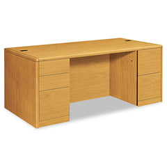 Hon - Office Desks; Type: Double Pedestal Desk ; Center Draw: No ; Color: Harvest ; Material: Woodgrain Laminate Base; High-Pressure Laminate Worksurface ; Width (Inch): 72 ; Depth (Inch): 36 - Exact Industrial Supply